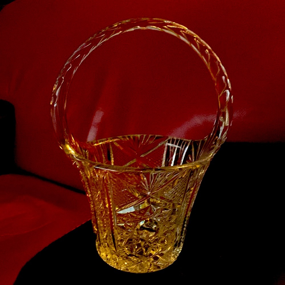 Czech Vintage Crystal Heavy Sparkling Vase in Perfect Condition